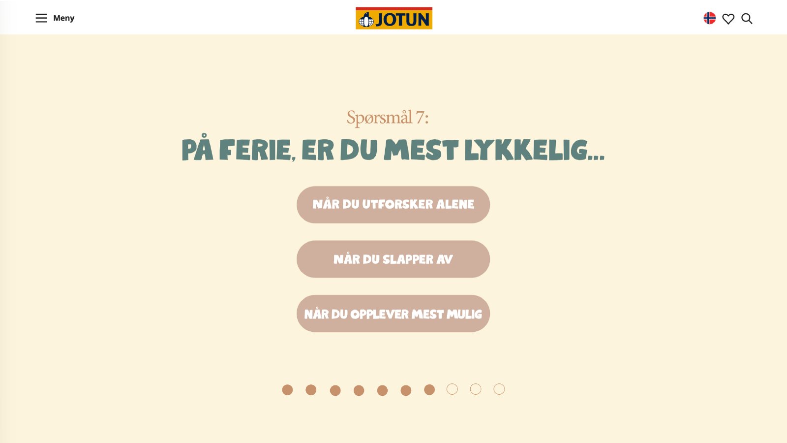 Spørsmål 7 i testen: På ferie, er du mest lykkelig …